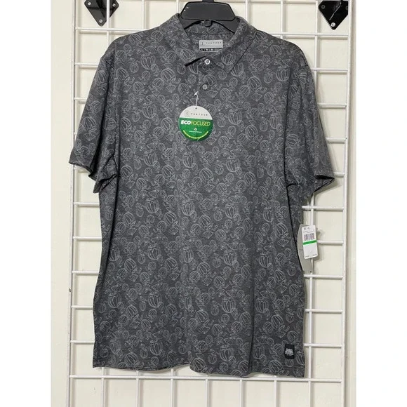PGA Tour Men's Golf Polo‎ Shirt Eco Focused Print Gray Short Sleeve Large - Picture 2 of 8